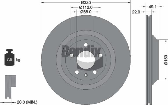 BENDIX Braking BDS1655 — Tarcza hamulcowa
