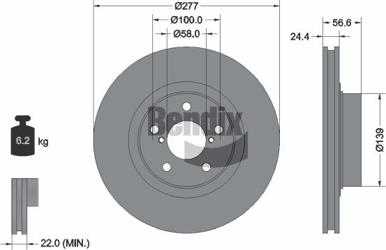BENDIX Braking BDS1661 — Tarcza hamulcowa