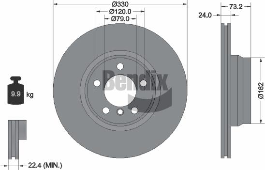 BENDIX Braking BDS1663HC — Tarcza hamulcowa