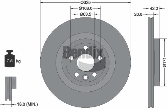 BENDIX Braking BDS1611HC — Tarcza hamulcowa