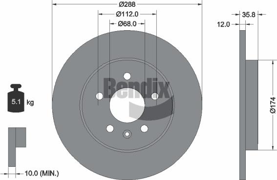 BENDIX Braking BDS1685 — Tarcza hamulcowa