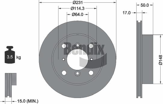 BENDIX Braking BDS1688 — Tarcza hamulcowa