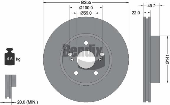 BENDIX Braking BDS1687 — Tarcza hamulcowa