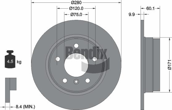 BENDIX Braking BDS1639 — Tarcza hamulcowa