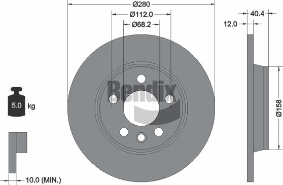 BENDIX Braking BDS1635 — Tarcza hamulcowa