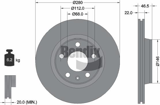 BENDIX Braking BDS1636HC — Tarcza hamulcowa