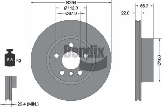 BENDIX Braking BDS1633HC — Tarcza hamulcowa