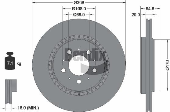 BENDIX Braking BDS1677 — Tarcza hamulcowa