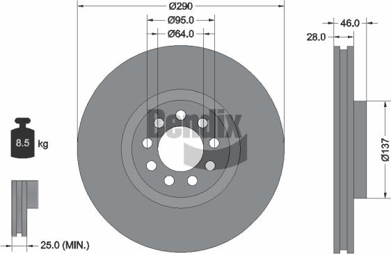 BENDIX Braking BDS1094 — Tarcza hamulcowa
