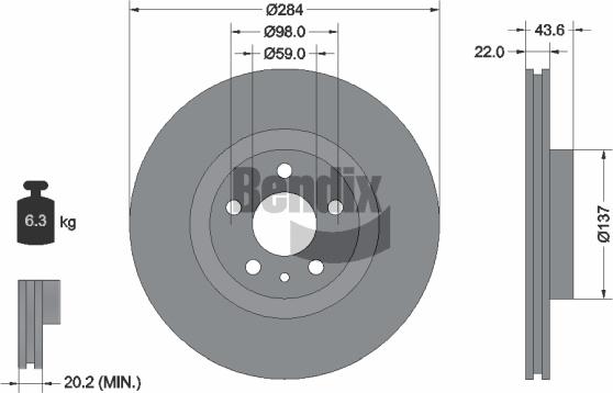 BENDIX Braking BDS1096 — Tarcza hamulcowa