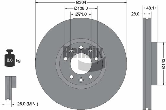BENDIX Braking BDS1091HC — Tarcza hamulcowa