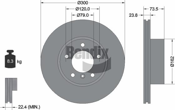 BENDIX Braking BDS1098HC — Tarcza hamulcowa