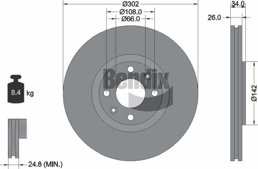 BENDIX Braking BDS1097 — Tarcza hamulcowa
