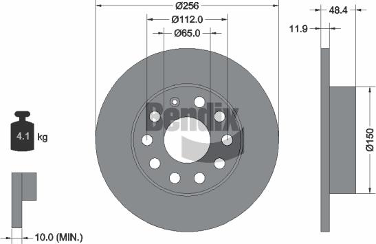 BENDIX Braking BDS1049 — Tarcza hamulcowa