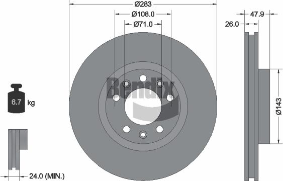 BENDIX Braking BDS1045 — Tarcza hamulcowa
