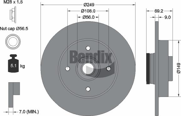 BENDIX Braking BDS1040 — Tarcza hamulcowa