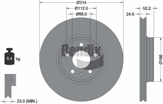 BENDIX Braking BDS1041HC — Tarcza hamulcowa
