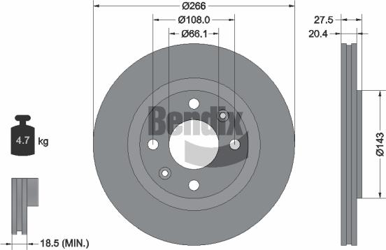 BENDIX Braking BDS1042 — Tarcza hamulcowa