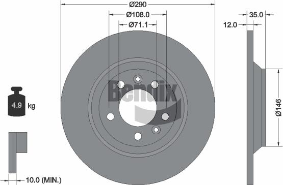 BENDIX Braking BDS1059 — Tarcza hamulcowa