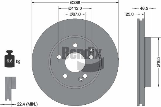BENDIX Braking BDS1054HC — Tarcza hamulcowa