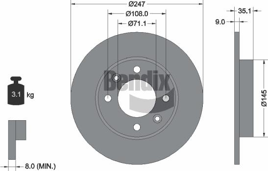 BENDIX Braking BDS1056 — Tarcza hamulcowa