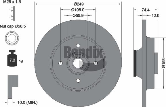 BENDIX Braking BDS1058 — Tarcza hamulcowa
