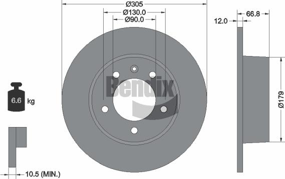 BENDIX Braking BDS1053 — Tarcza hamulcowa