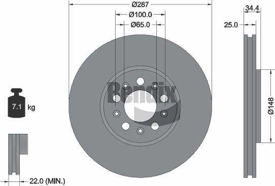 BENDIX Braking BDS1052HC — Tarcza hamulcowa