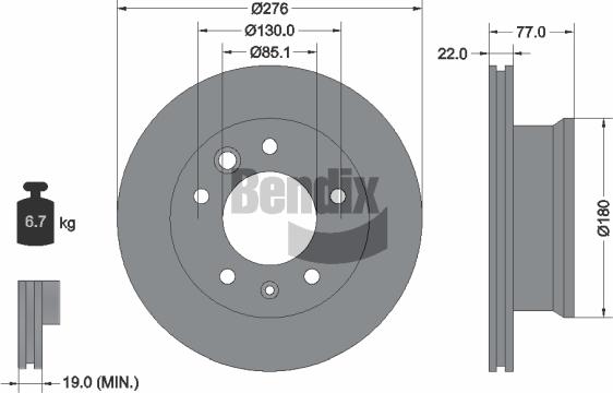 BENDIX Braking BDS1057 — Tarcza hamulcowa