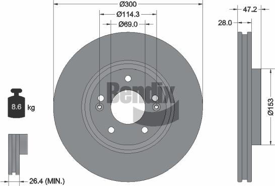 BENDIX Braking BDS1064HC — Tarcza hamulcowa