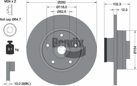 BENDIX Braking BDS1061 — Tarcza hamulcowa