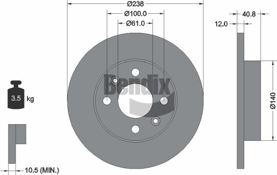 BENDIX Braking BDS1063 — Tarcza hamulcowa