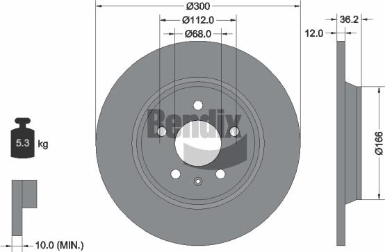 BENDIX Braking BDS1062 — Tarcza hamulcowa
