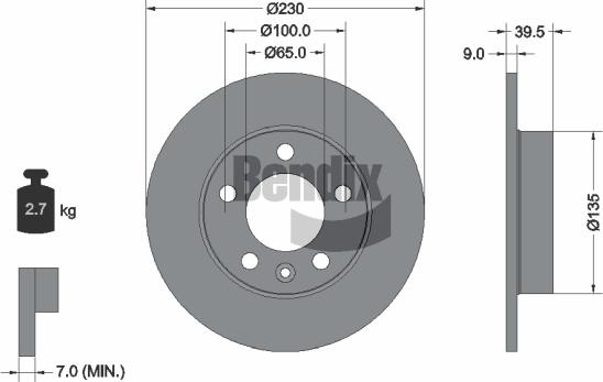 BENDIX Braking BDS1009 — Tarcza hamulcowa