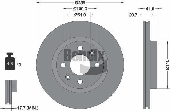 BENDIX Braking BDS1004 — Tarcza hamulcowa