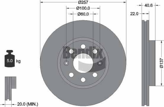 BENDIX Braking BDS1005 — Tarcza hamulcowa