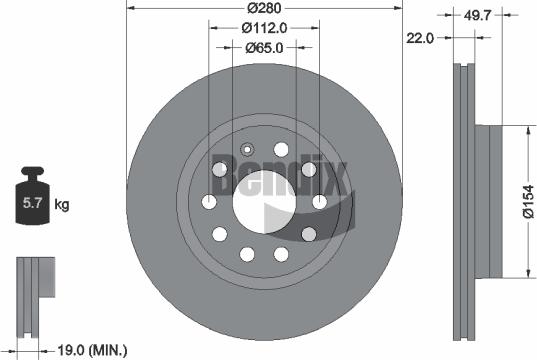 BENDIX Braking BDS1006HC — Tarcza hamulcowa