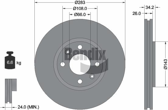 BENDIX Braking BDS1001 — Tarcza hamulcowa