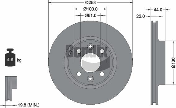 BENDIX Braking BDS1008 — Tarcza hamulcowa