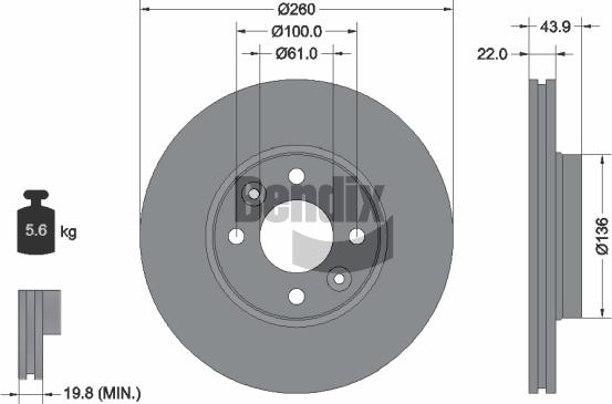 BENDIX Braking BDS1003 — Tarcza hamulcowa