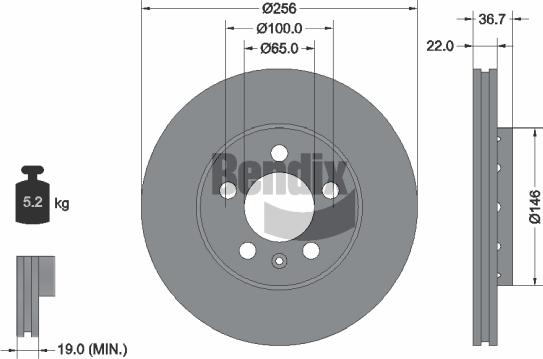 BENDIX Braking BDS1002HC — Tarcza hamulcowa