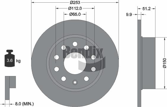 BENDIX Braking BDS1007 — Tarcza hamulcowa