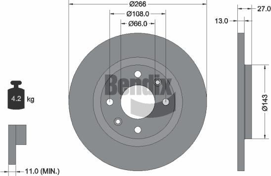 BENDIX Braking BDS1014 — Tarcza hamulcowa