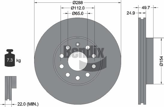 BENDIX Braking BDS1015HC — Tarcza hamulcowa