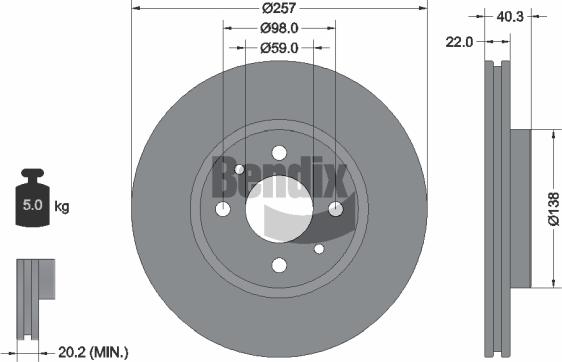 BENDIX Braking BDS1016 — Tarcza hamulcowa