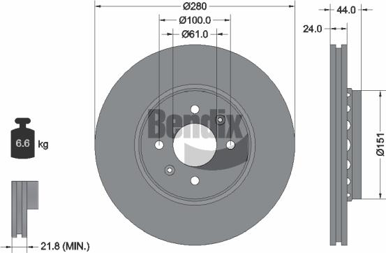 BENDIX Braking BDS1012 — Tarcza hamulcowa