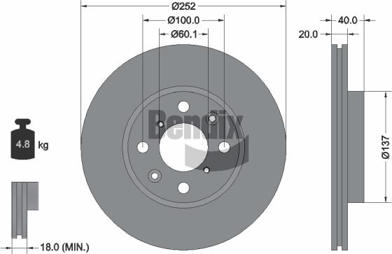 BENDIX Braking BDS1089 — Tarcza hamulcowa
