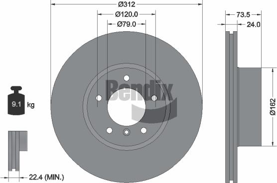 BENDIX Braking BDS1084HC — Tarcza hamulcowa