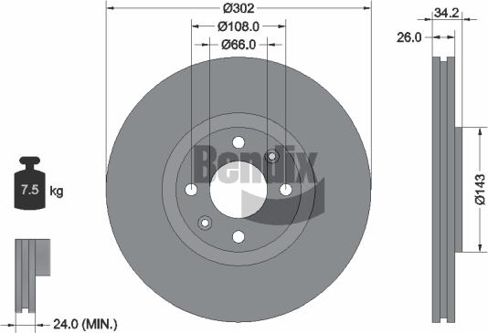 BENDIX Braking BDS1082 — Tarcza hamulcowa