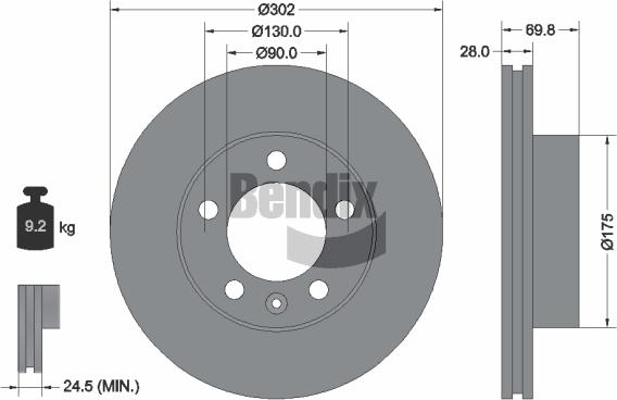 BENDIX Braking BDS1035 — Tarcza hamulcowa